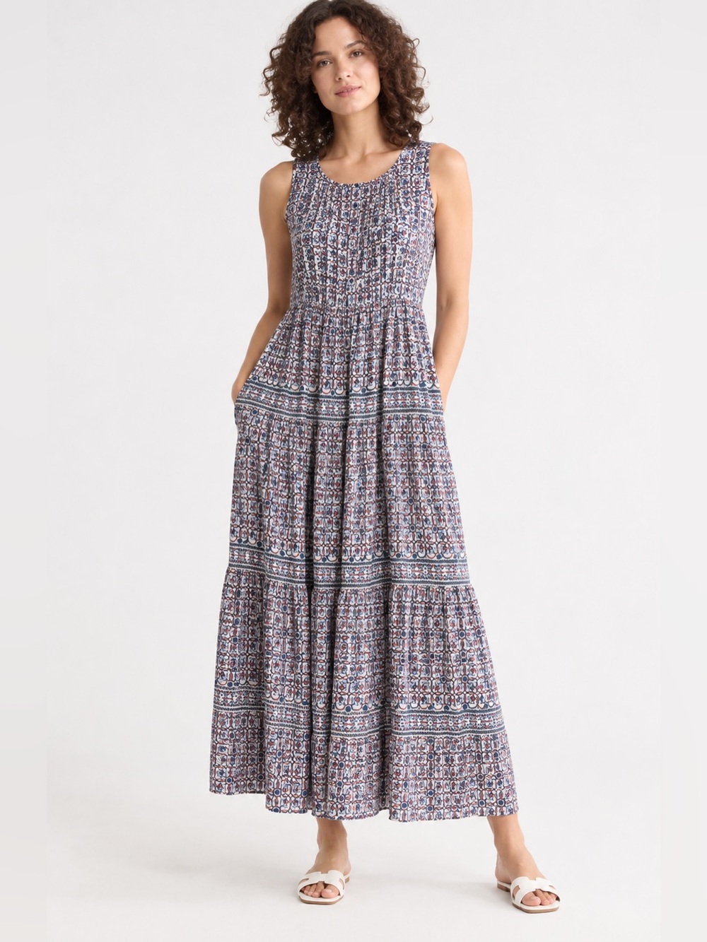 Max Studio Maxi Dress Rayon Sleeveless Printed Size XS